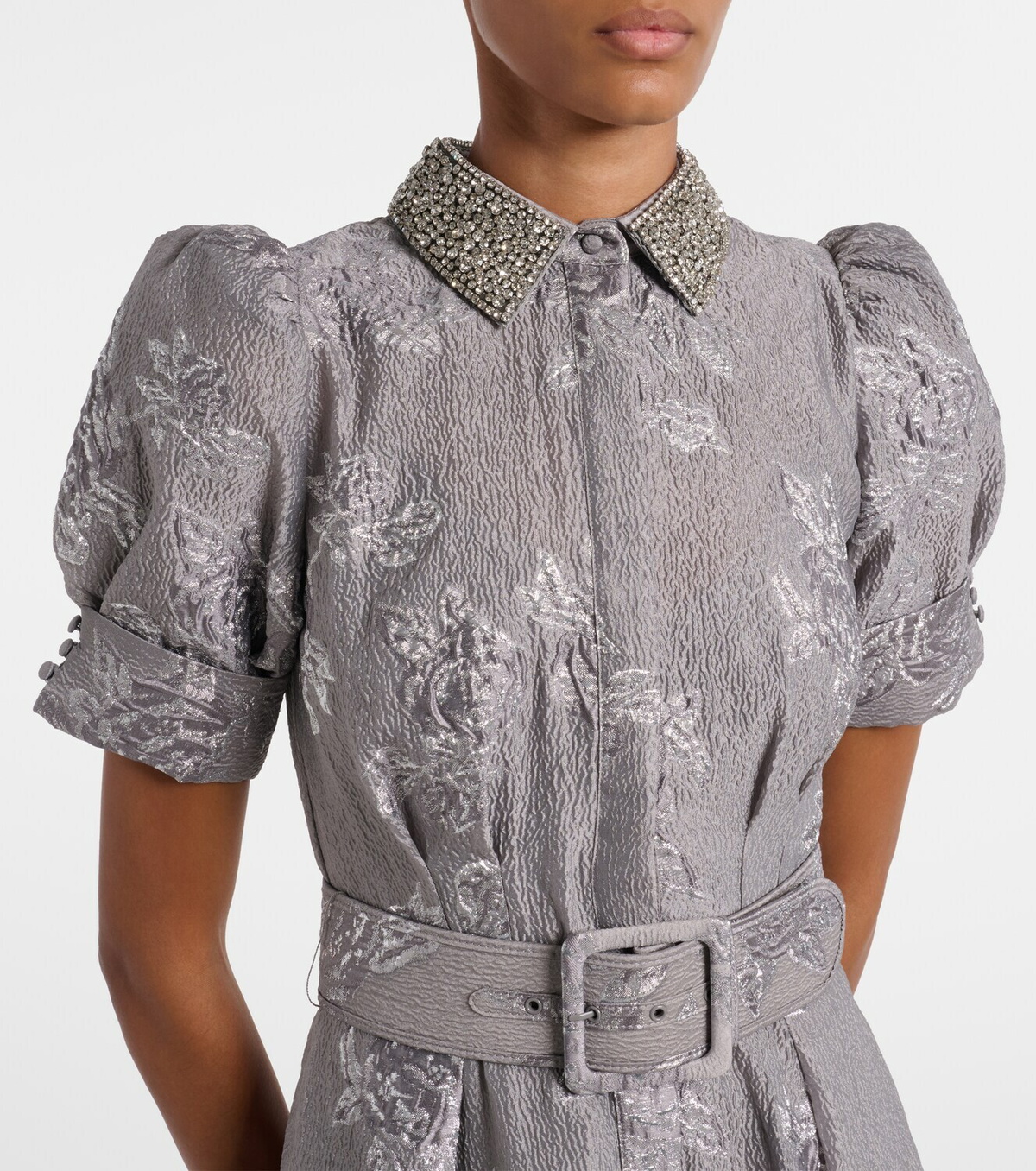 Rebecca Vallance Ruth embellished belted brocade gown