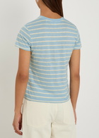 Frame The Linen Baby Striped Stretch-linen T-shirt Blue