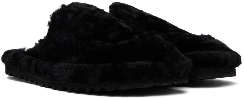 Dries Van Noten Black Shearling Slippers