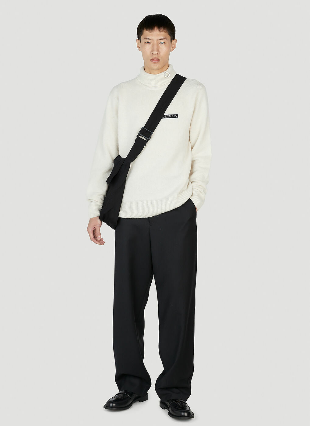Raf Simons x Fred Perry - High Neck Sweater in White Raf Simons