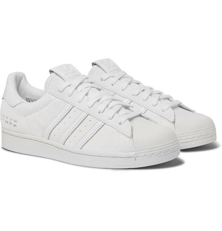 Photo: ADIDAS ORIGINALS - Premium Basics Superstar Leather-Trimmed Suede Sneakers - White