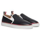 Thom Browne - Pebble-Grain Leather Slip-On Sneakers - Men - Navy