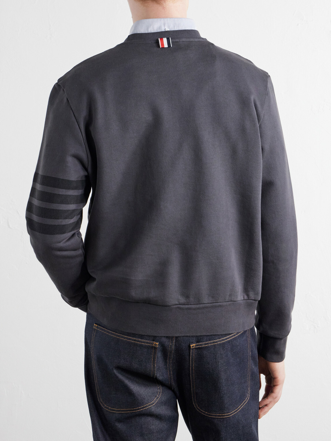Thom Browne - 4-Bar Stripe Cotton-Jersey Sweatshirt - Gray