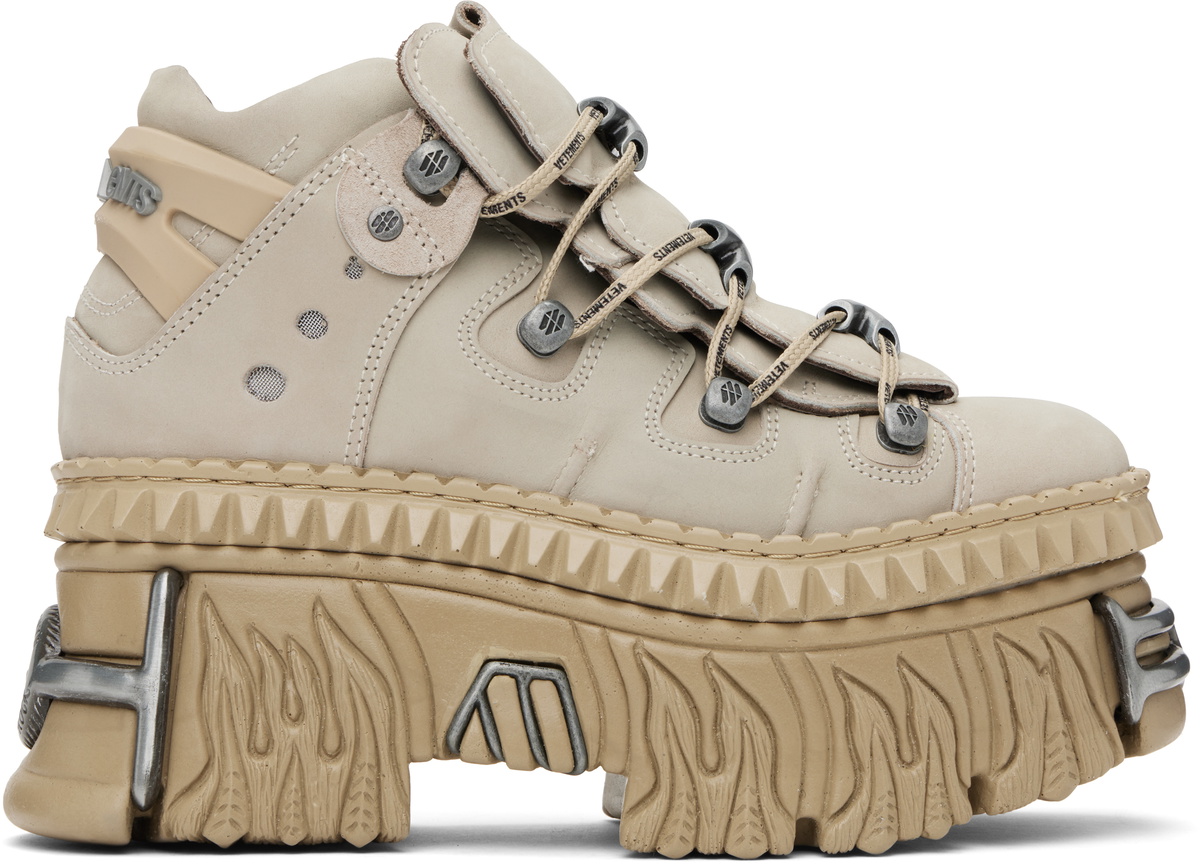 VETEMENTS Beige New Rock Edition Fire Platform Sneakers