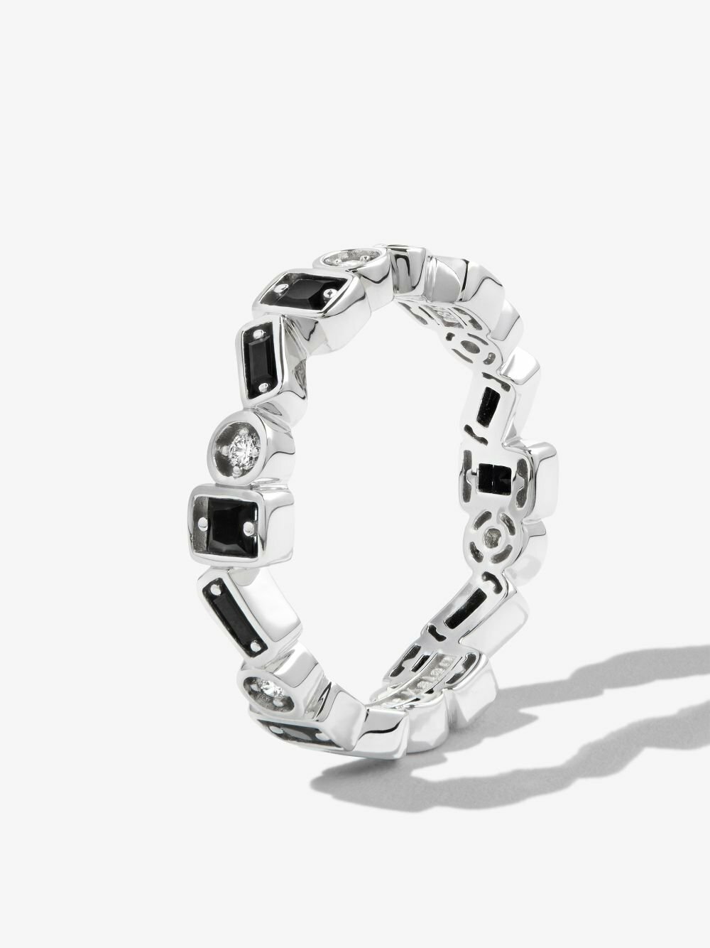 Suzanne Kalan 18kt White Gold Inlay Zigzag Sapphire Eternity Band Ring