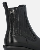 Pinko Shiny Leather Cowboy Ankle Boots Limo Black