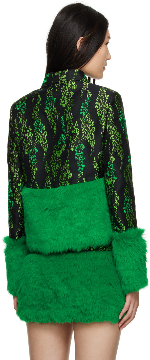 SHUTING QIU Black & Green Floral Jacket