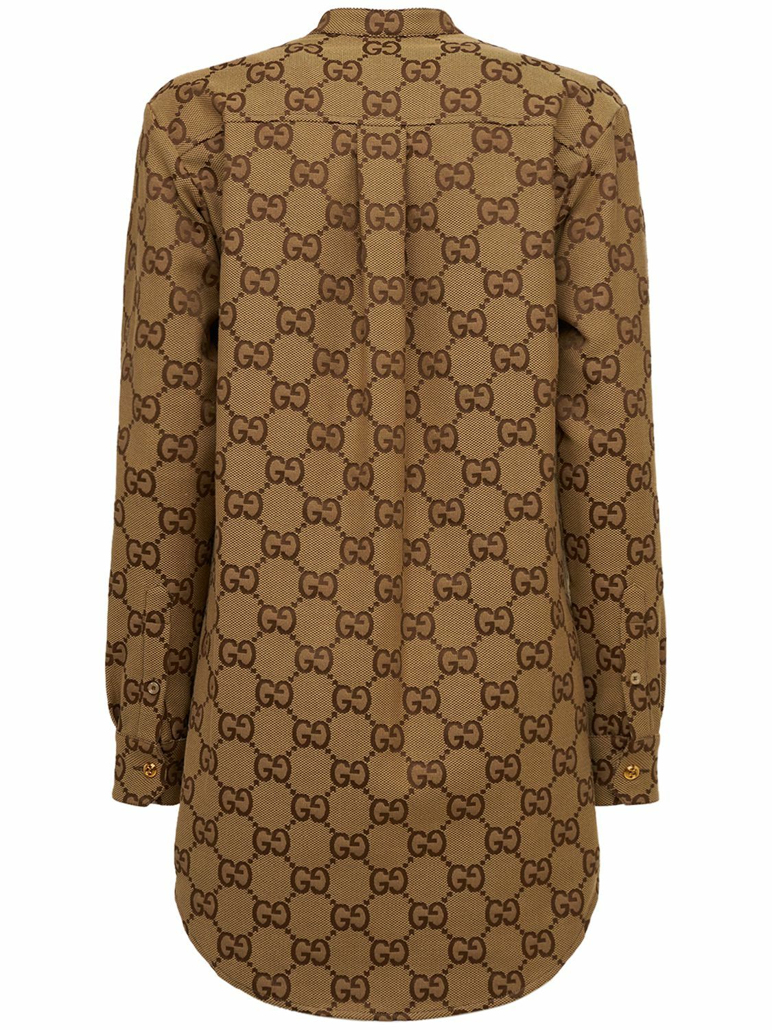 【現行モデル】GUCCI マキシ GGキャンバス シャツ ブラウン 48 L GUCCI - Maxi Gg Canvas Oversized Shirt Gucci