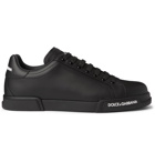 Dolce & Gabbana - Logo-Appliquéd Rubber-Trimmed Leather Sneakers - Black