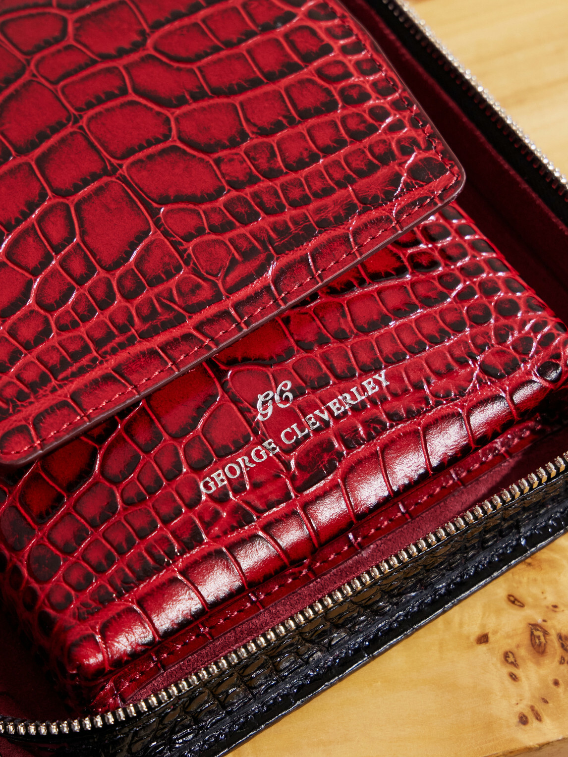 George Cleverley - The Karlin Croc-Effect Leather Cigar Case - Black