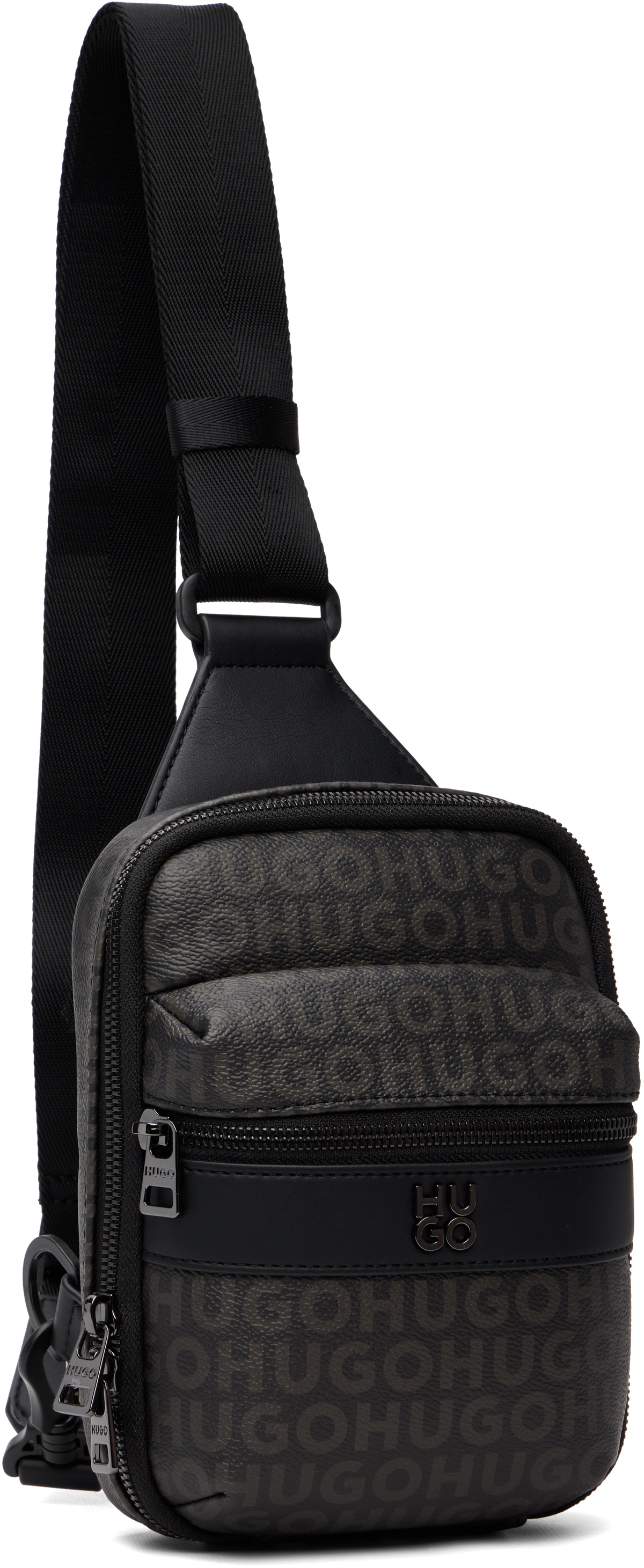 Hugo Black Grained Faux-Leather Bag