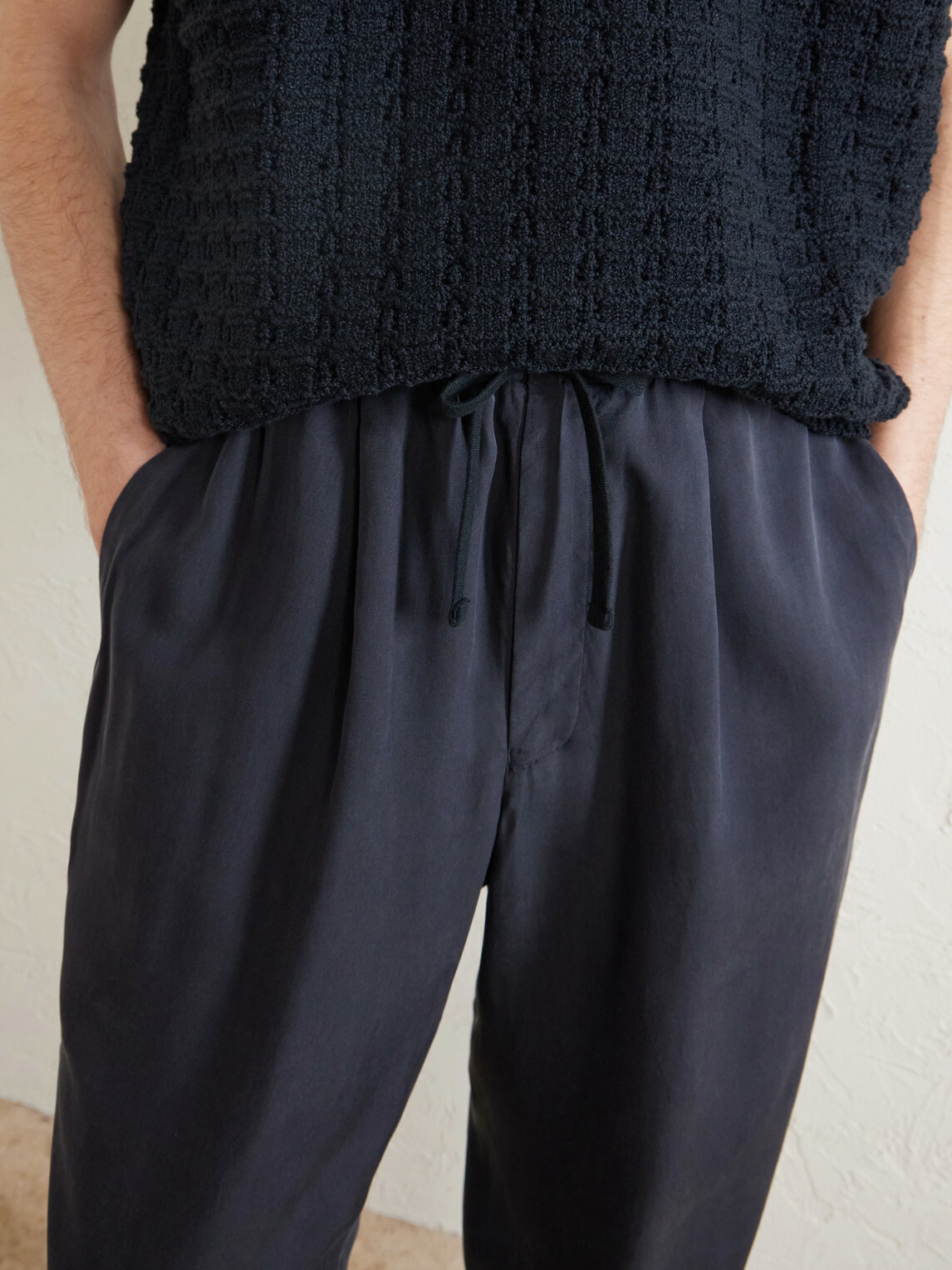 Kaptain Sunshine - Straight-Leg Silk-Gabardine Drawstring Trousers - Blue