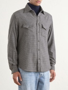 Eleventy - Texas Houndstooth Wool and Cashmere-Blend Shirt - Gray
