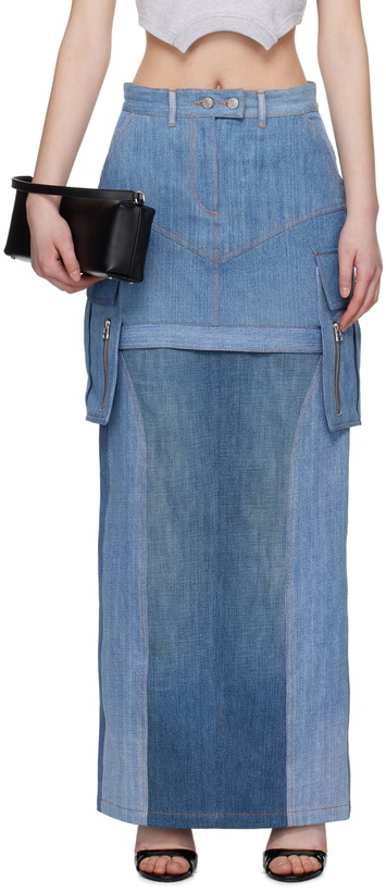 Photo: SRVC Blue Uma Denim Midi Skirt