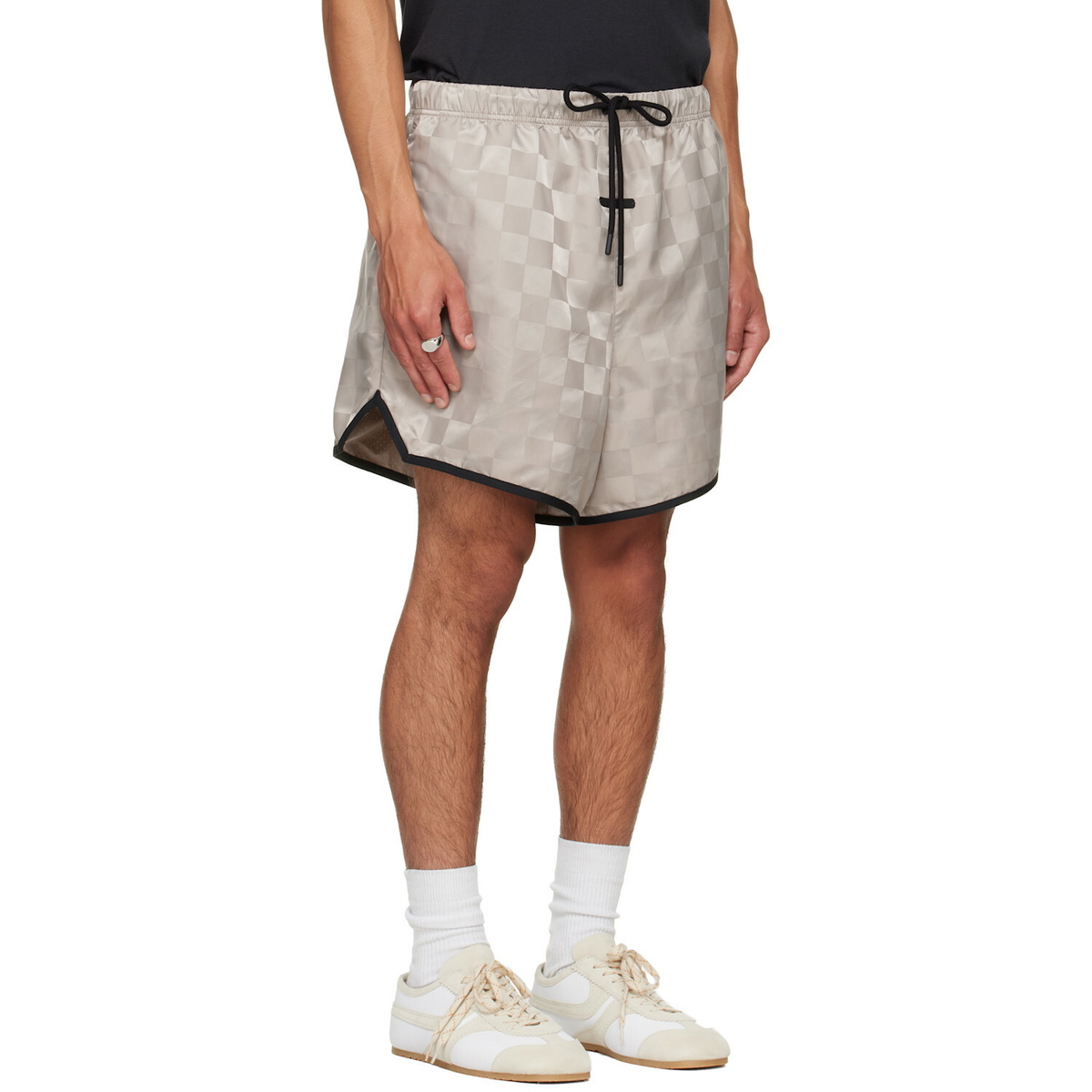 Fear of God ESSENTIALS Gray Checkered Gym Shorts