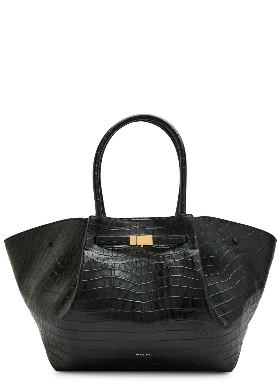 Demellier The New York Crocodile-effect Leather Tote - Black - One Size