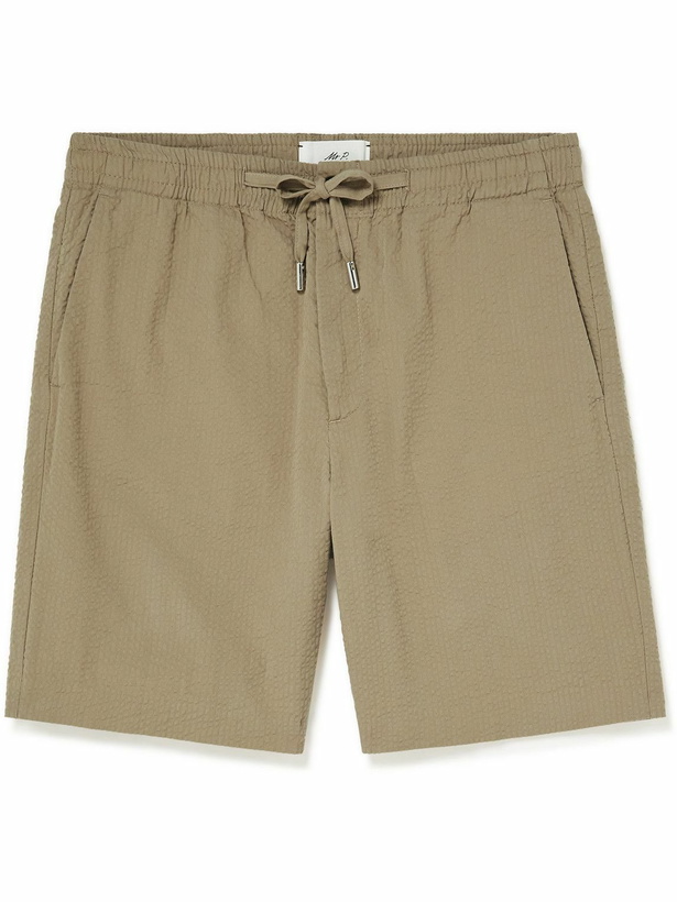 Photo: Mr P. - Straight-Leg Organic Cotton-Seersucker Drawstring Shorts - Neutrals