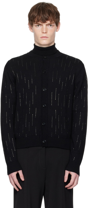 Photo: Ernest W. Baker Black Embellished Rain Appliqué Cardigan