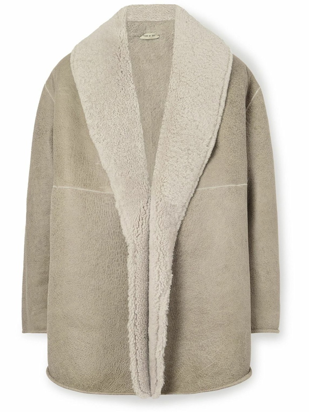 Photo: Fear of God - Logo-Appliquéd Shawl-Collar Shearling Jacket - Neutrals