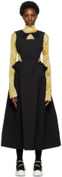 MINJUKIM Black Waist Cutting Maxi Dress