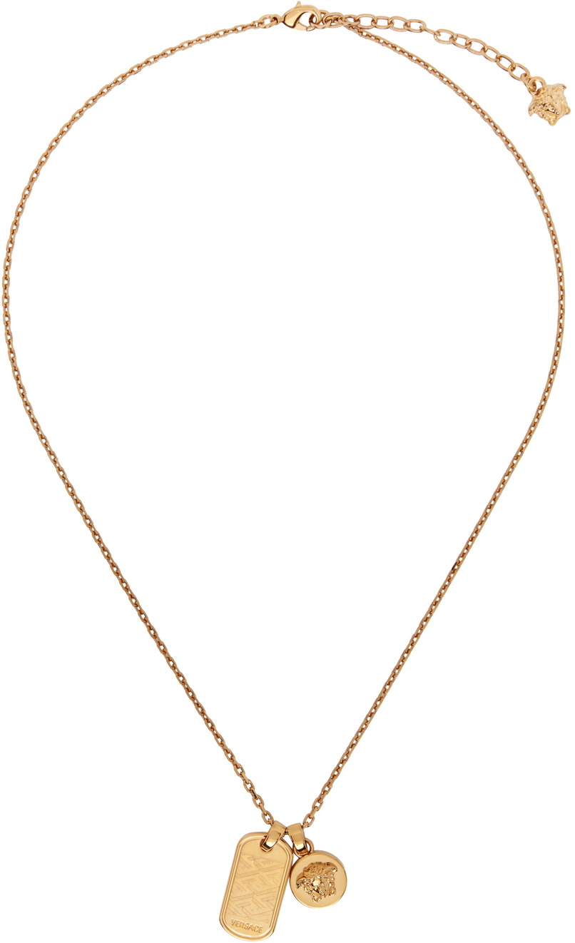 Versace Gold 'Le Greca Tag' Necklace