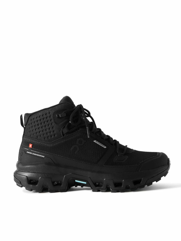 Photo: ON - Cloudrock Rubber-Trimmed Mesh Hiking Boots - Black