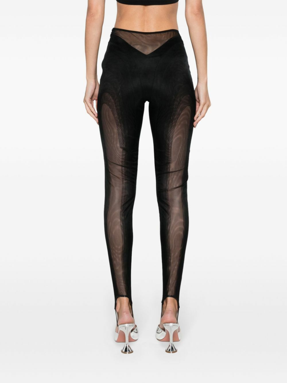 Mugler Black Sheer Panelled Stirrup Leggings Mugler