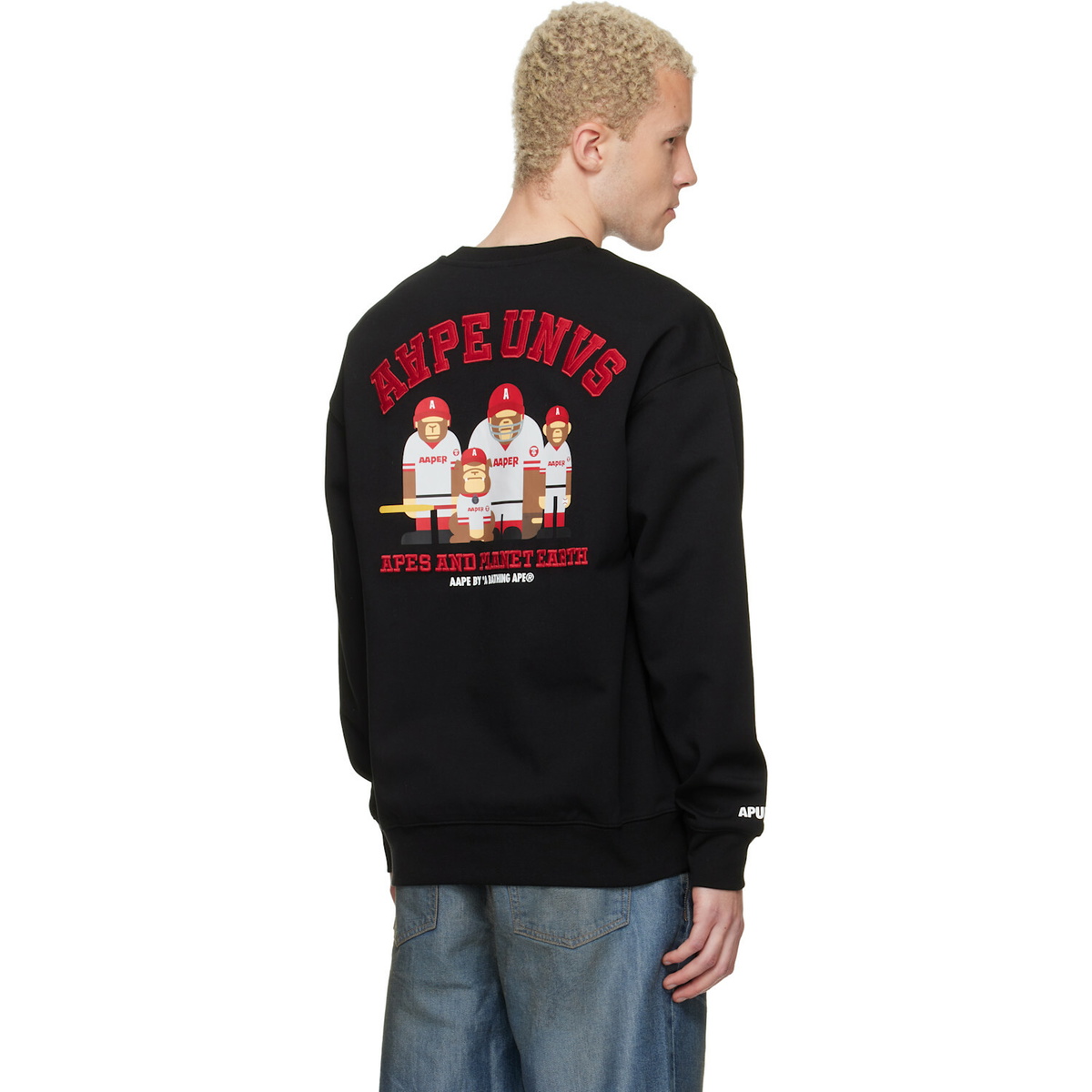 AAPE by A Bathing Ape Black 'AAPER' Crew Neck Sweatshirt