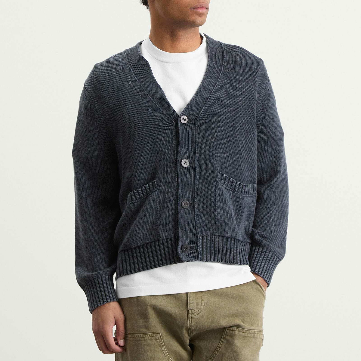 Corridor Men's Acid Wash Cardigan in Black