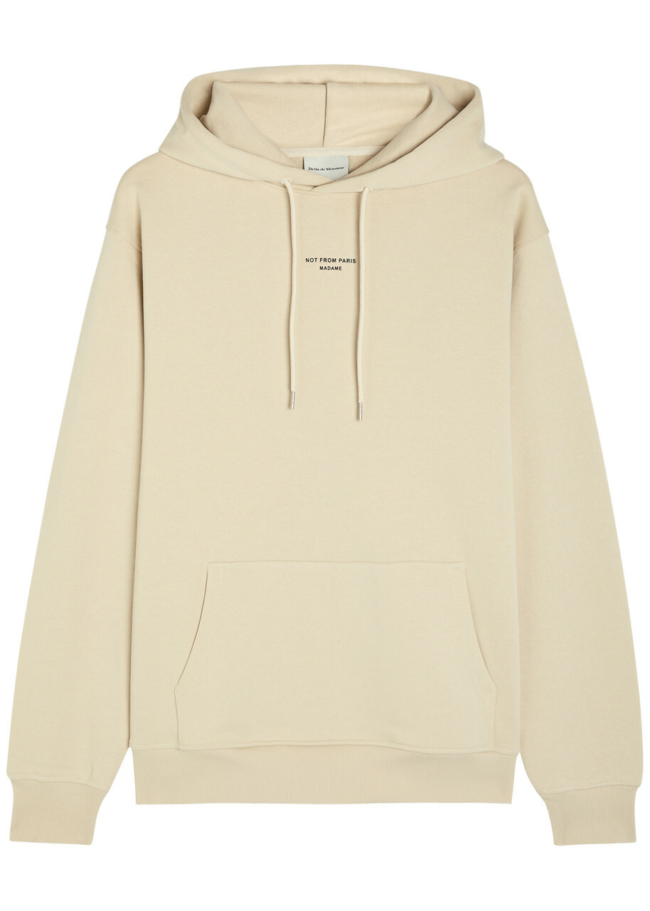 DRÔLE DE Monsieur Nfpm Printed Hooded Cotton Sweatshirt Beige
