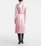 Gucci Pleated silk twill midi skirt