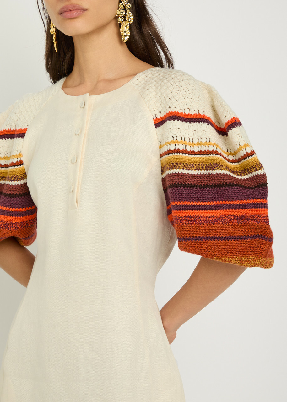 Gabriela Hearst Nomo Striped-knit Linen Midi Dress Ivory