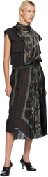 sacai Brown Suiting & Paisley Print Midi Dress