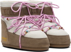 Guest in Residence Off White & Taupe Moon Boot Edition Icon Low Beaded Suede Boots