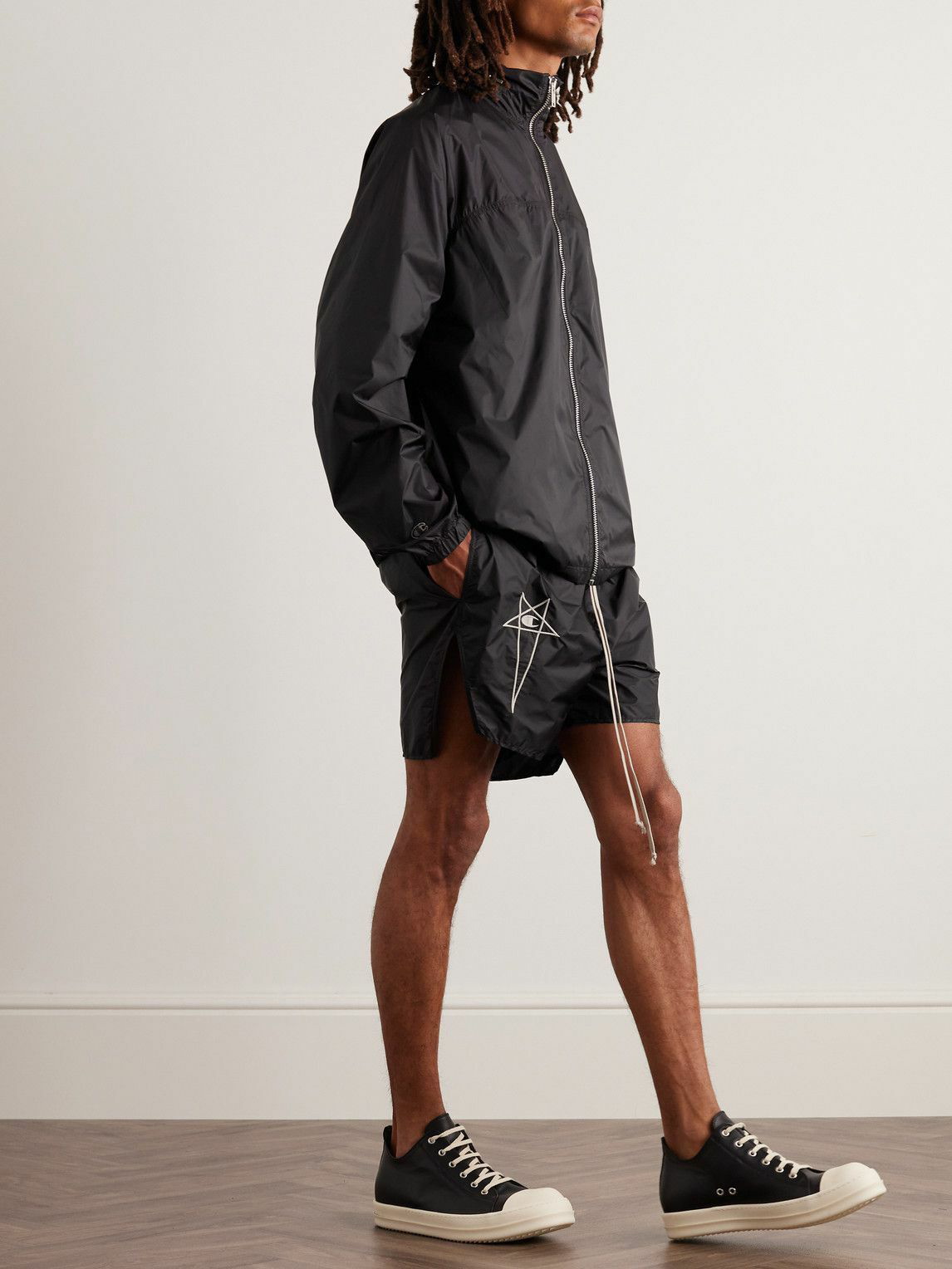 Rick Owens X Champion logo-embroidered semi-sheer Shorts - Farfetch