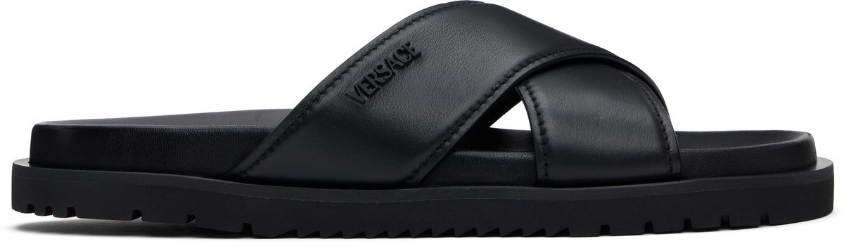 【関税込み】Versace ブラック メドゥーサ Track サンダル Versace Black Medusa Track Sandals Versace