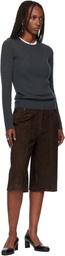 TONYWACK Gray Super Fine Wool Ribbed Sweater