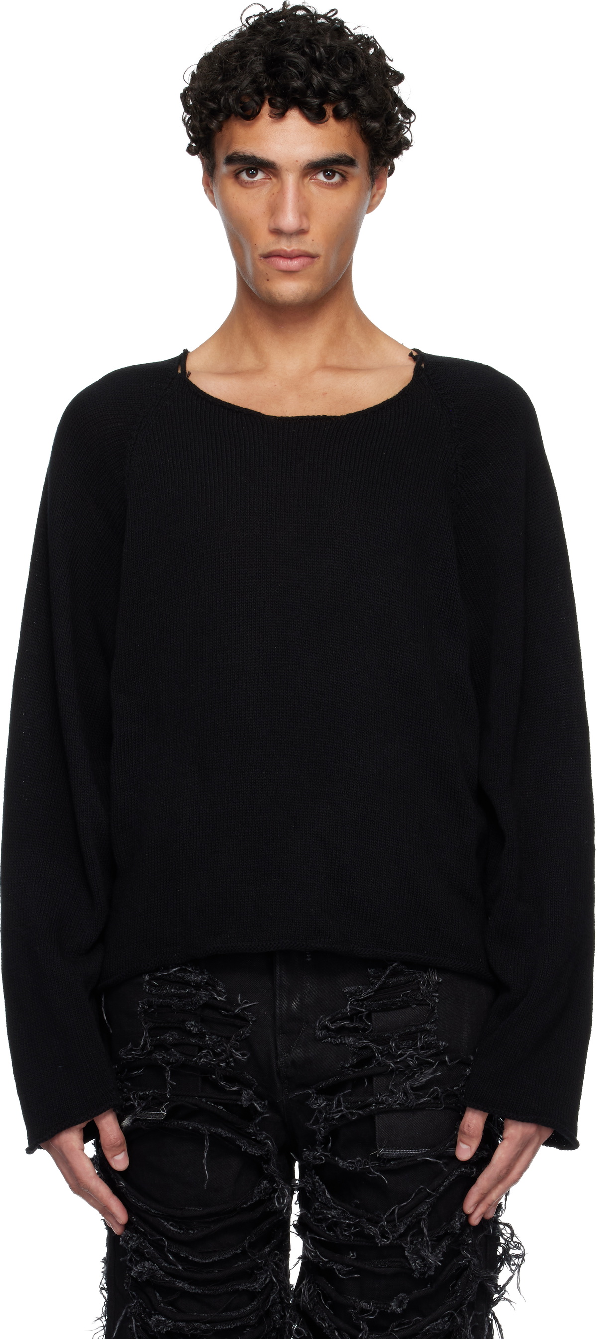 Swampgod Black Hand Knit Basic Sweater