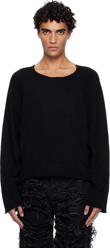 Photo: Swampgod Black Hand Knit Basic Sweater