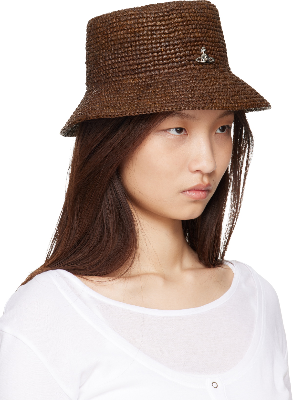 Vivienne Westwood Brown Raffia Bucket Hat