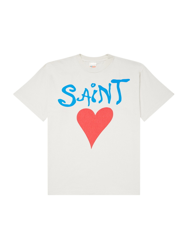 Photo: SAINT MXXXXXX - Logo-Print Cotton-Jersey T-Shirt - White