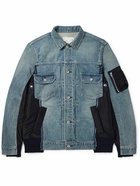 Sacai - Panelled Denim and Nylon-Twill Jacket - Blue