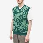 Butter Goods Men's Flowers Knit Vest in Forest