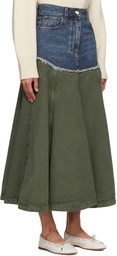 Chloé Blue & Green Flared Maxi Skirt