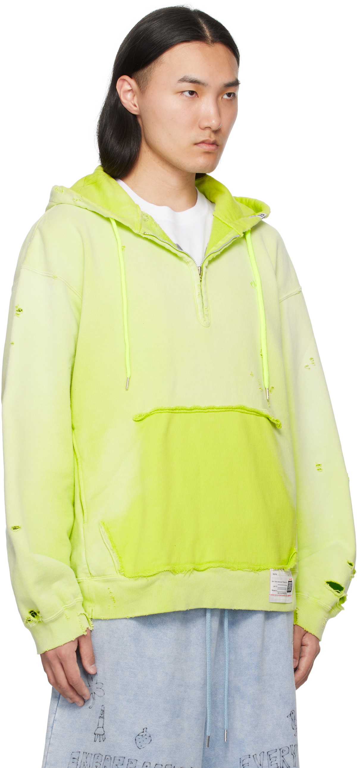 Maison MIHARA YASUHIRO Yellow Sun Faded Half Zip-Up Hoodie Maison