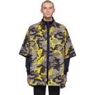 Balenciaga Grey and Yellow Camo Padded Shirt