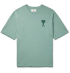 AMI PARIS - Logo-Embroidered Cotton-Jersey T-Shirt - Green