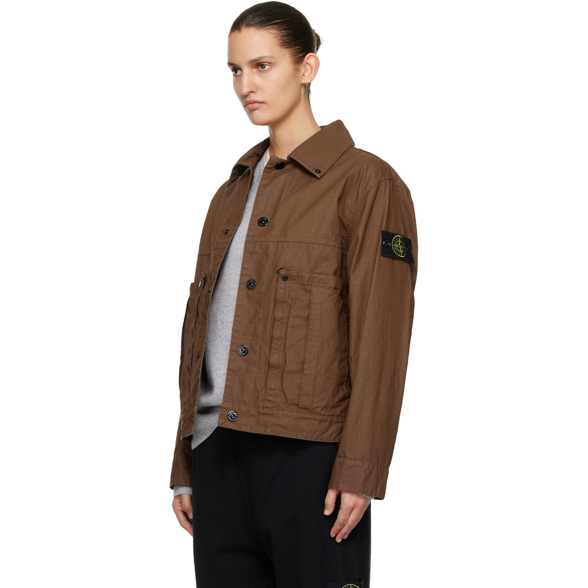 Stone Island Brown 4100010 Double-Coated Cotton Ripstop Jacket