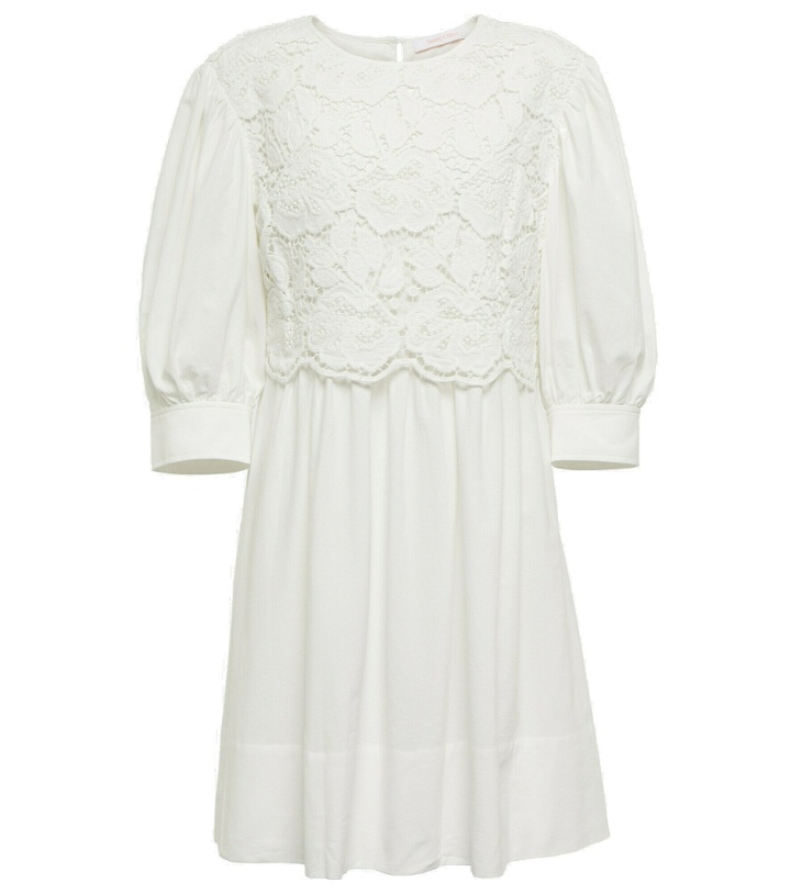 Photo: See By Chloe - Lace-trimmed cotton minidress