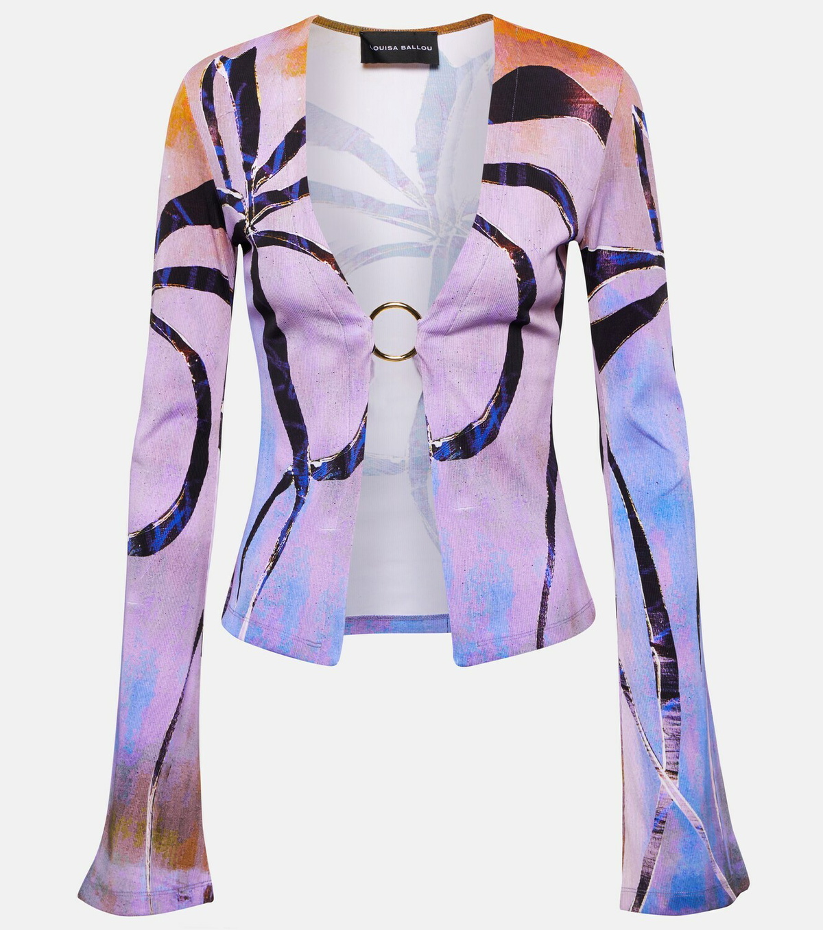 Louisa Ballou Printed cotton-blend cardigan